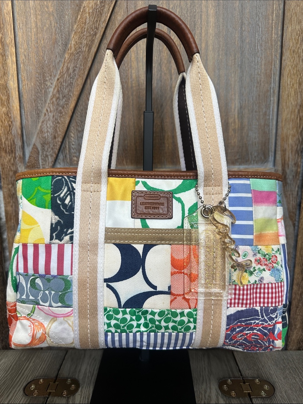 Coach Vintage Y2K Hampton Weekend Patchwork Canvas Tote with Two Hangtags